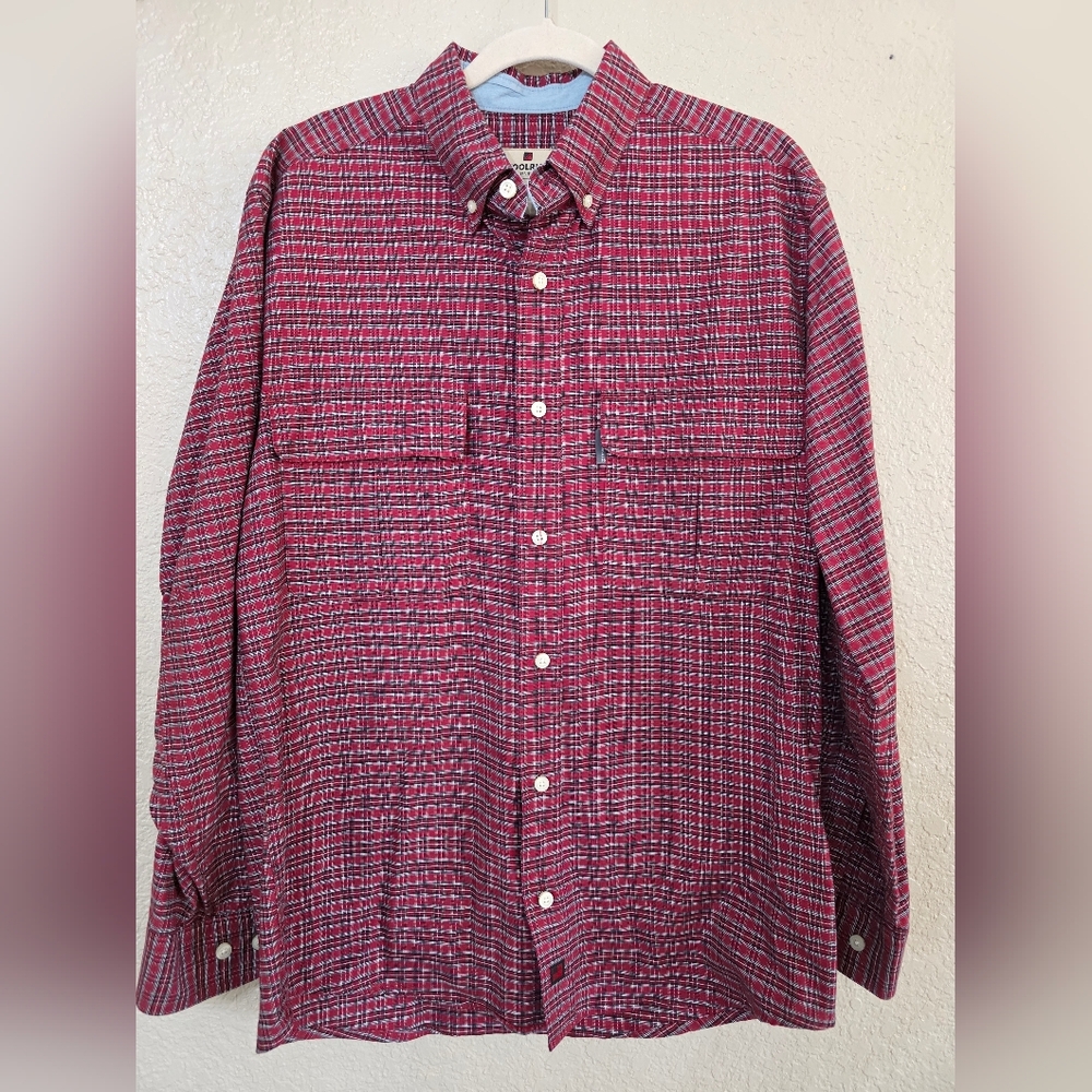 Woolrich Men's Red and Black Patterned Button Down Shirt